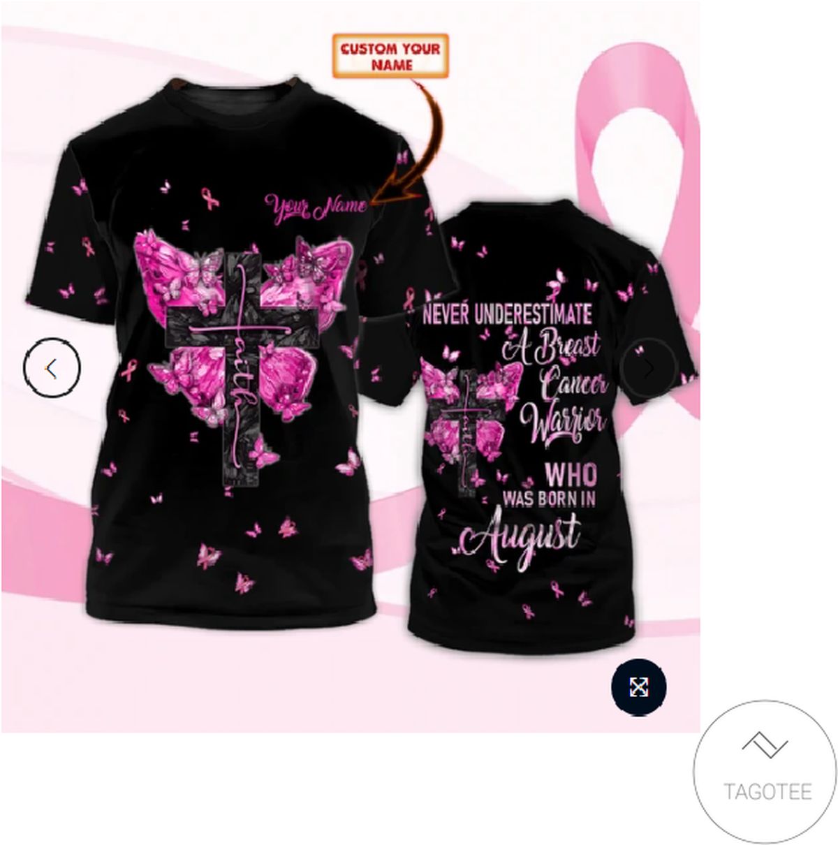 Personalized Never Underestimate A Breast Cancer Warrior Who Was Born In August 3d Shirt