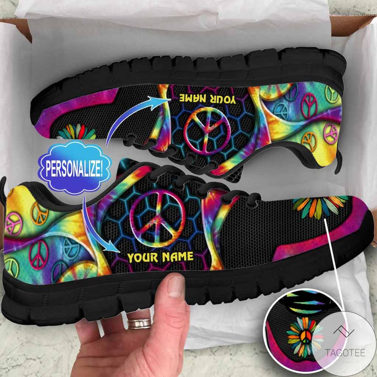 Personalized Peace Hippie Sneakers