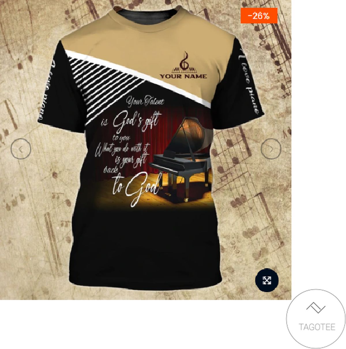 Personalized Piano Your Talent Is A God's Gift 3d Shirt