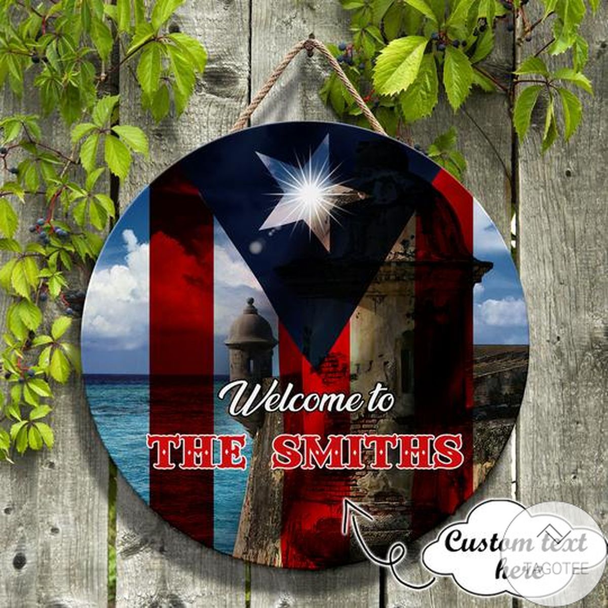 Personalized Puerto Rico Round Wooden Sign