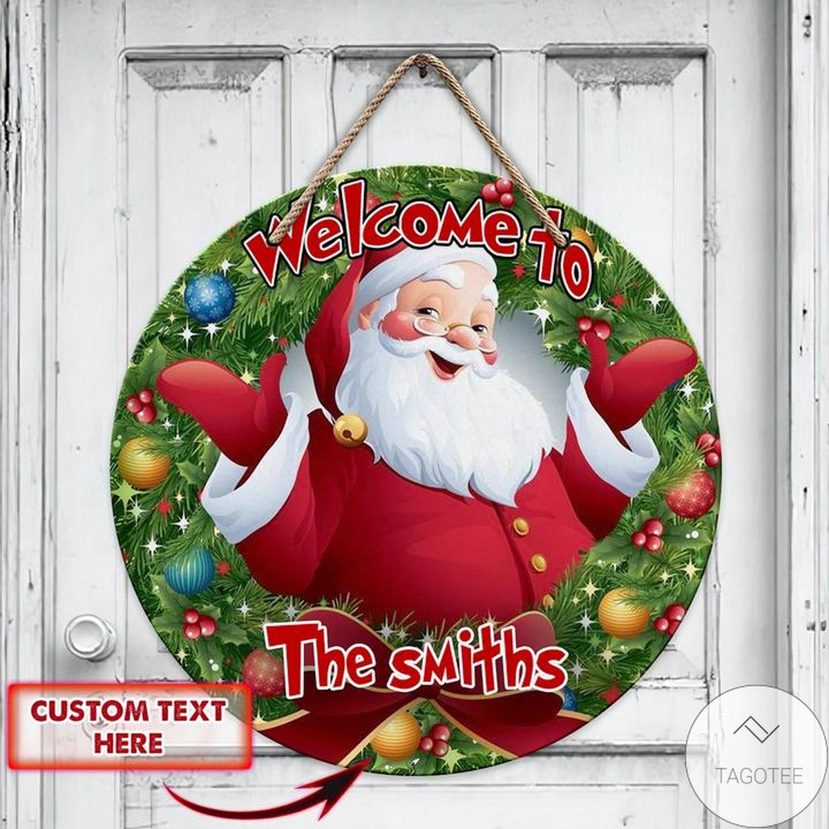 Personalized Santa Claus  Round Wooden Sign