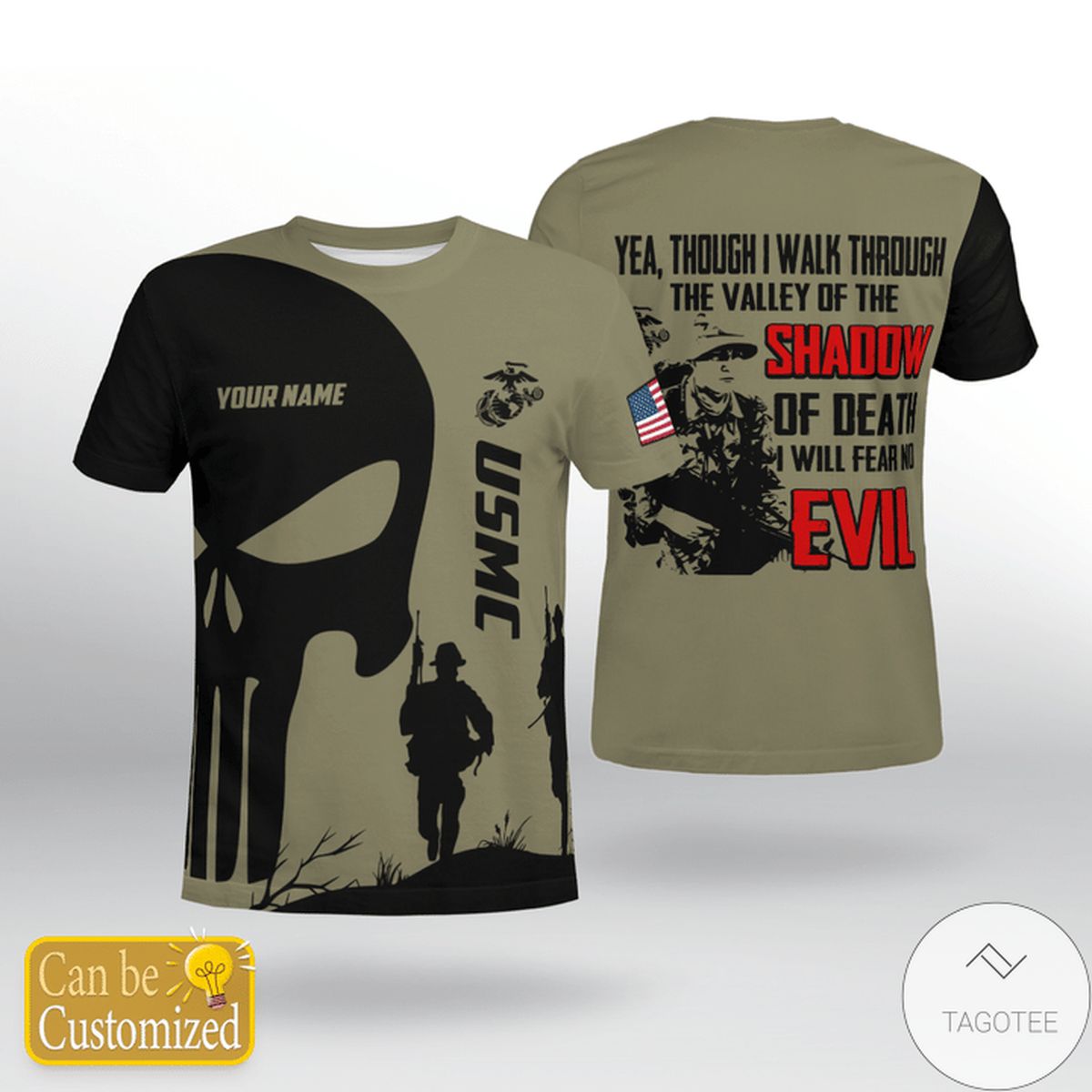 Personalized Though I Walk Through The Valley Of The Shadow USMC Shirt