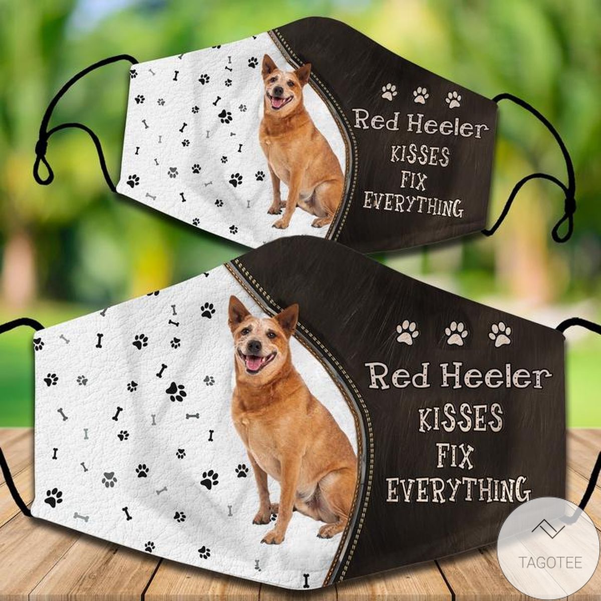 Red Heeler Kisses Fix Everything Face Mask