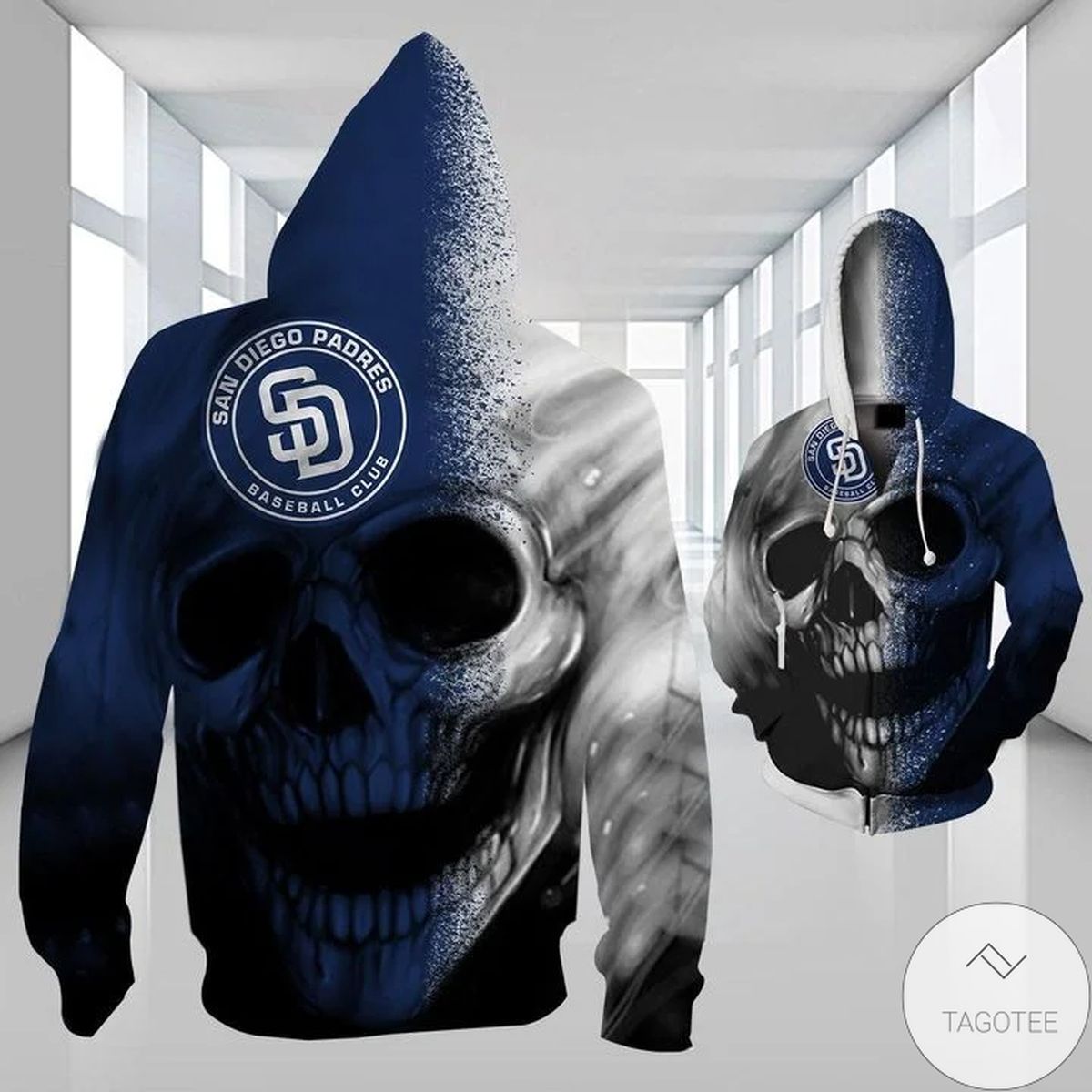 San Diego Padres Skull 3D Hoodie