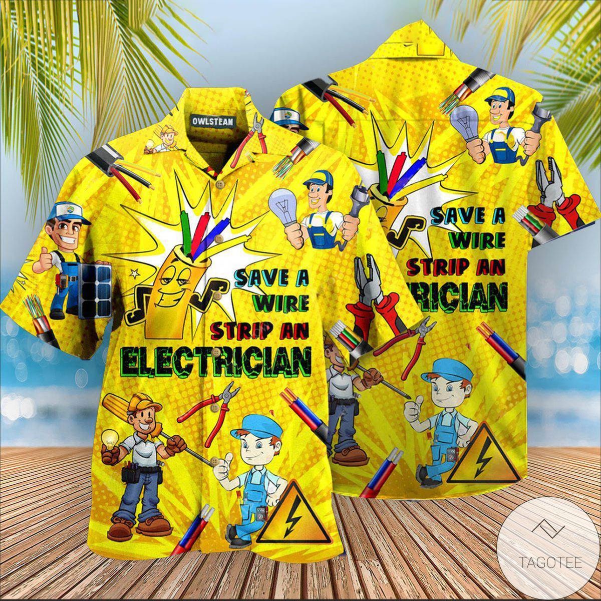Save A Wire Strip An Electrician Hawaiian Shirt