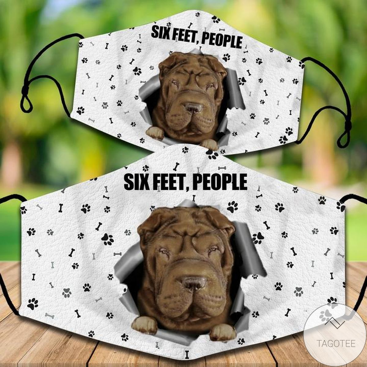 Shar Pei Six Feet People Face Mask