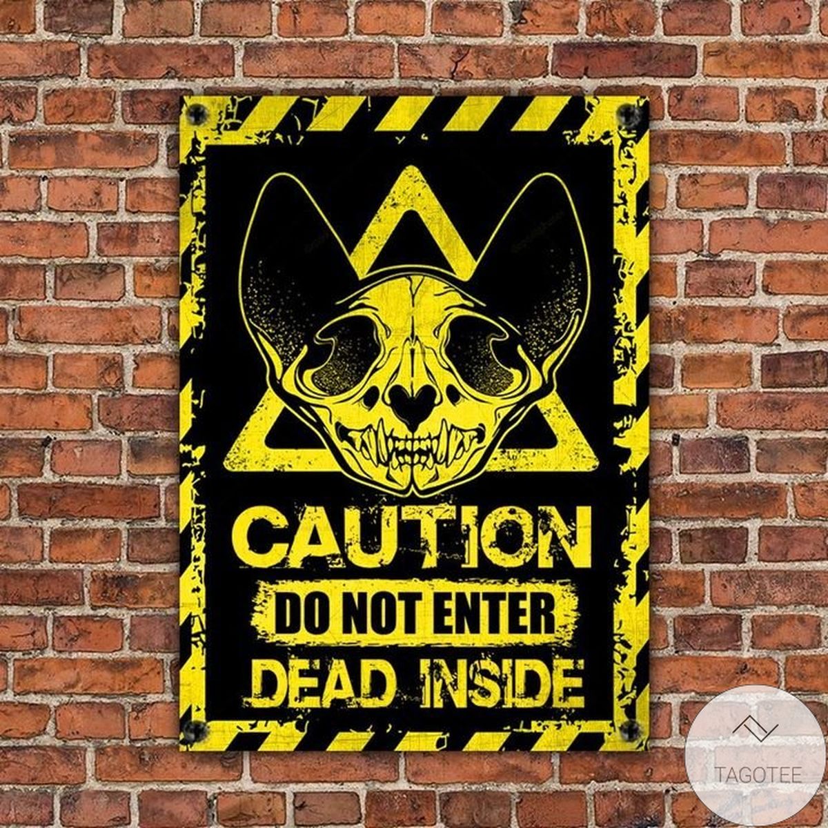 Skull Sphynx Cat Lovers Caution Do Not Enter Dead Inside Metal Sign