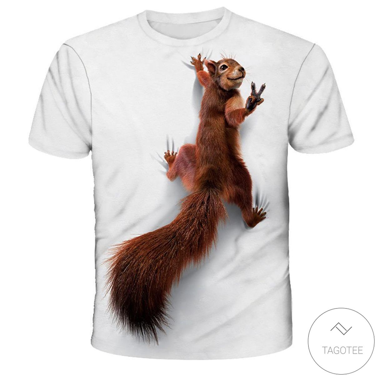 Squirrel 3d Graphic Printed Short Sleeve Shirt