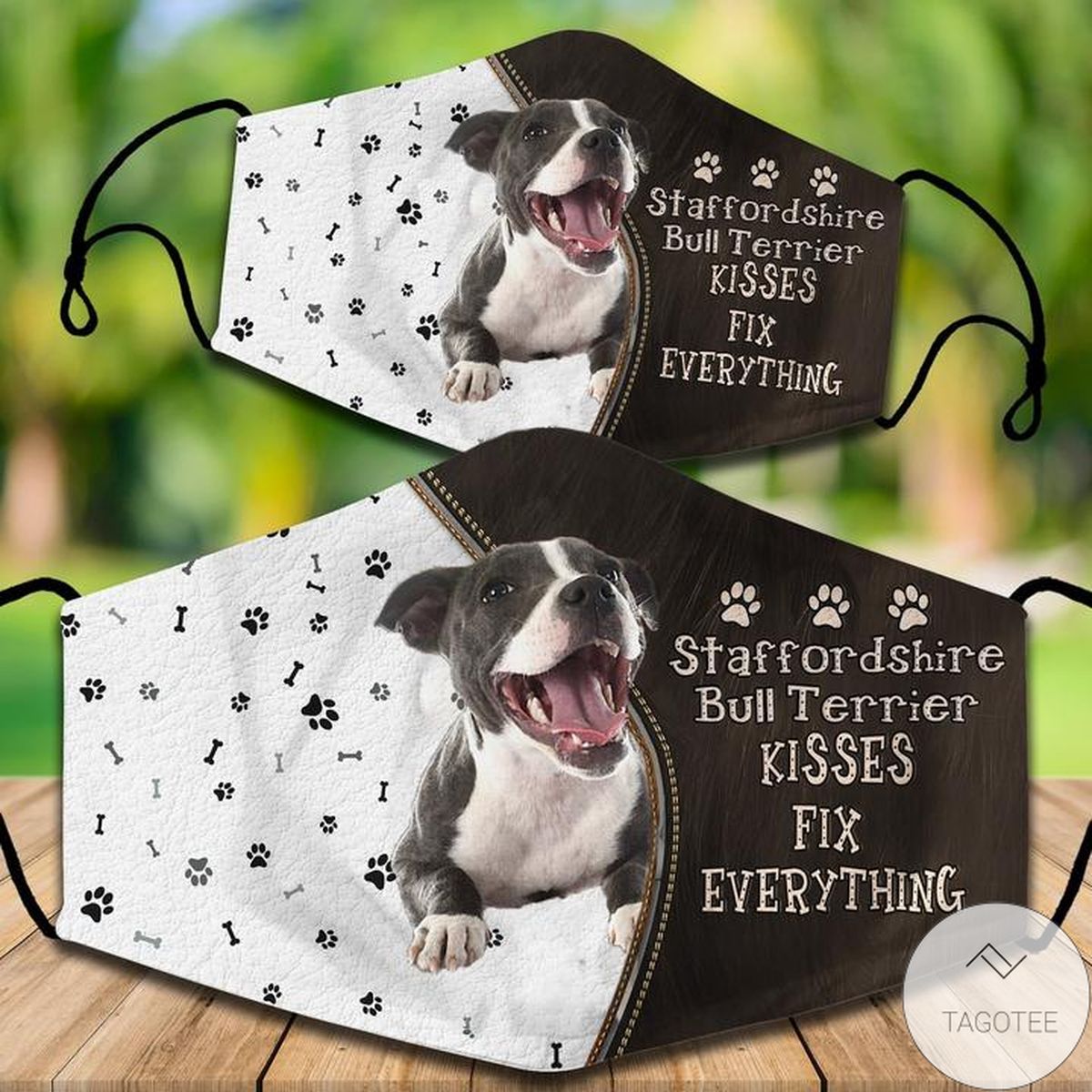 Staffordshire-Bull-Terrier Kisses Fix Everything Face Mask