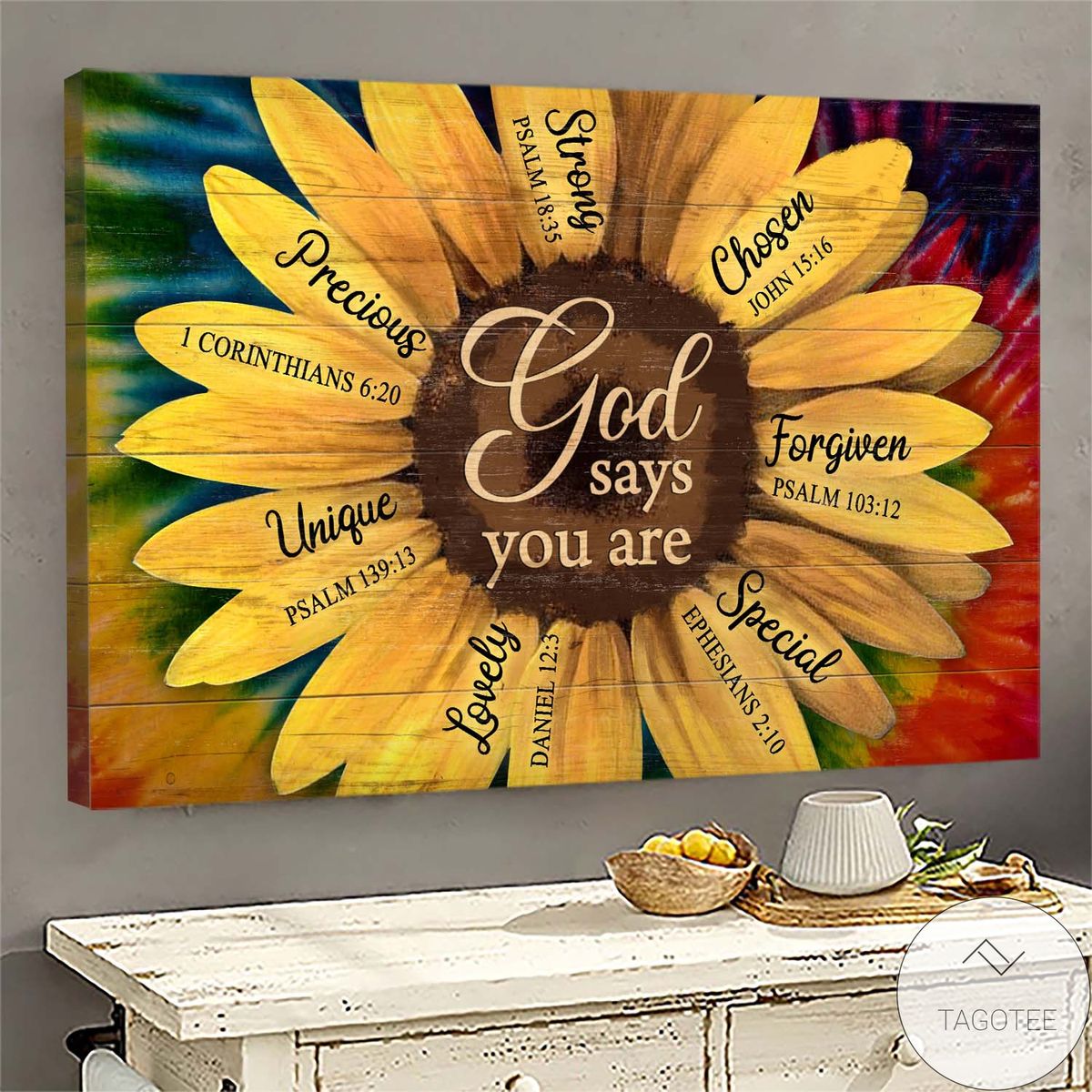 Sunflower God Says You Are Unique Lovely Special Jesus Canvas
