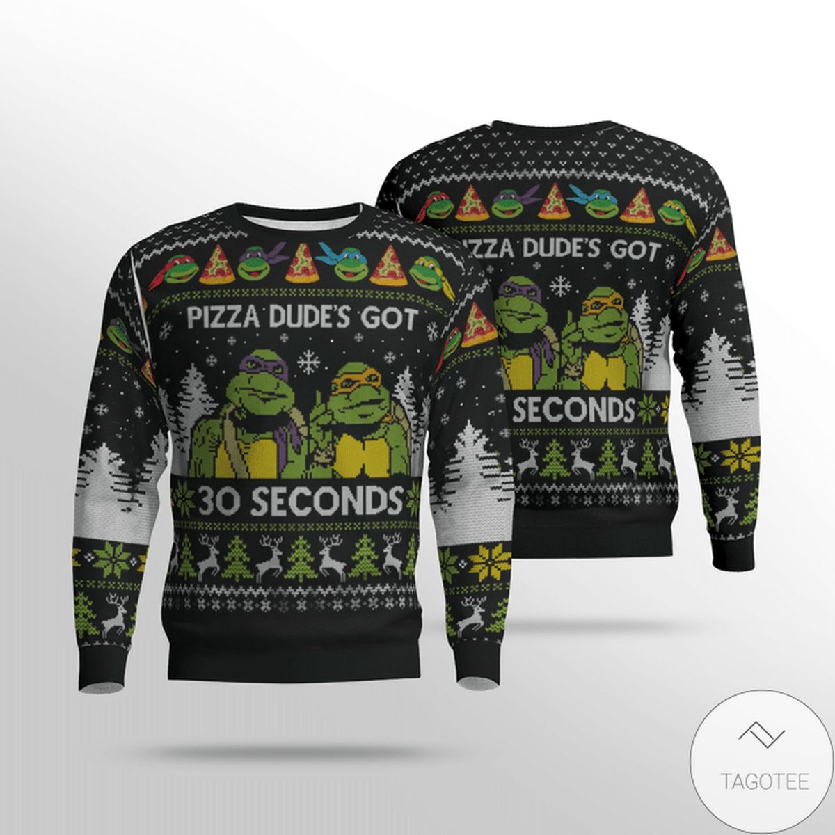 Teenage Mutant Ninja Turtles Pizza Dude's Got 30 Seconds Ugly Christmas Sweater