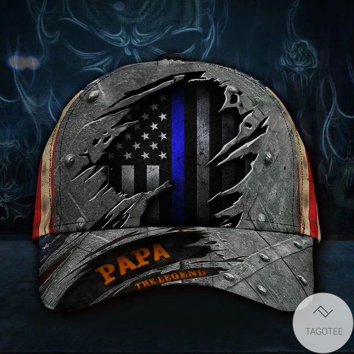 Thin Blue Line Papa Legend 3D Hat USA Flag Cap Good Fathers Day Gift For Dad