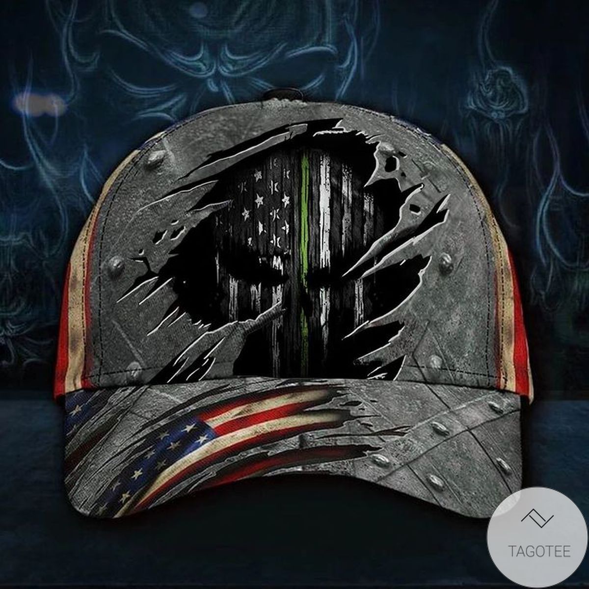 Thin Green Line Spartan Cap Vintage American Flag Hat Unique Patriotic Military Gift For Him