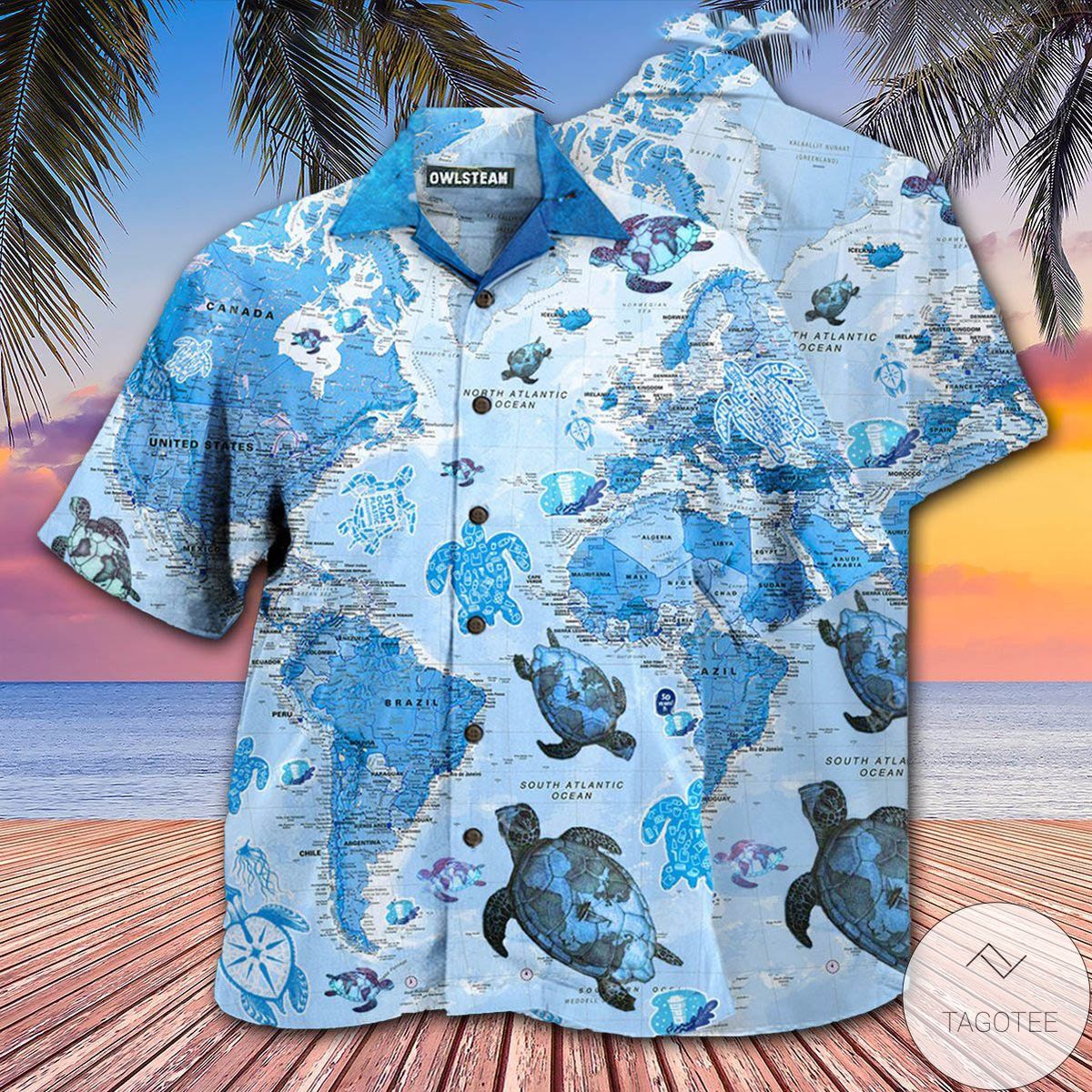Turtle Awesome Map Hawaiian Shirt