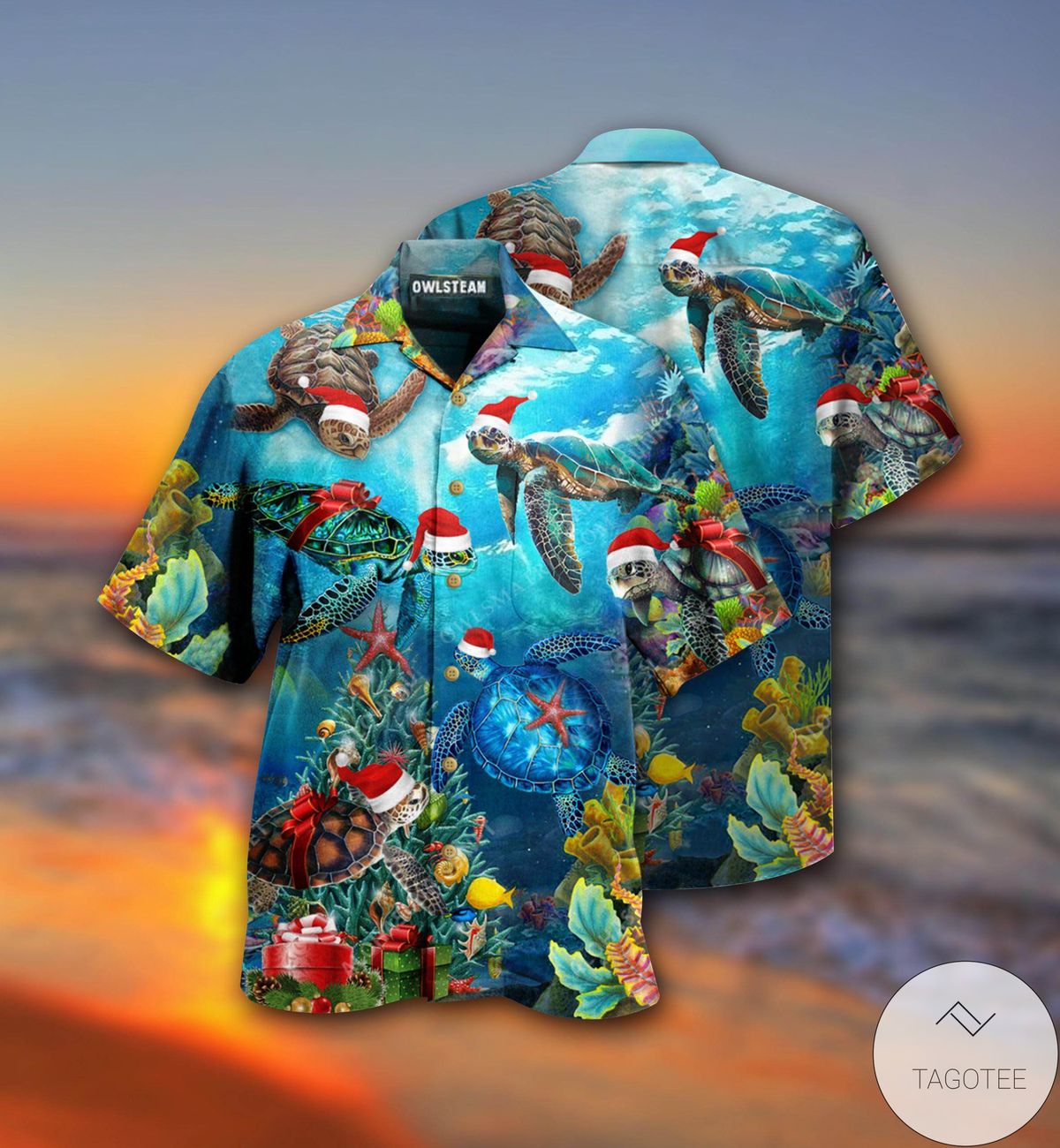 Turtle Love Christmas And Ocean Hawaiian Shirt