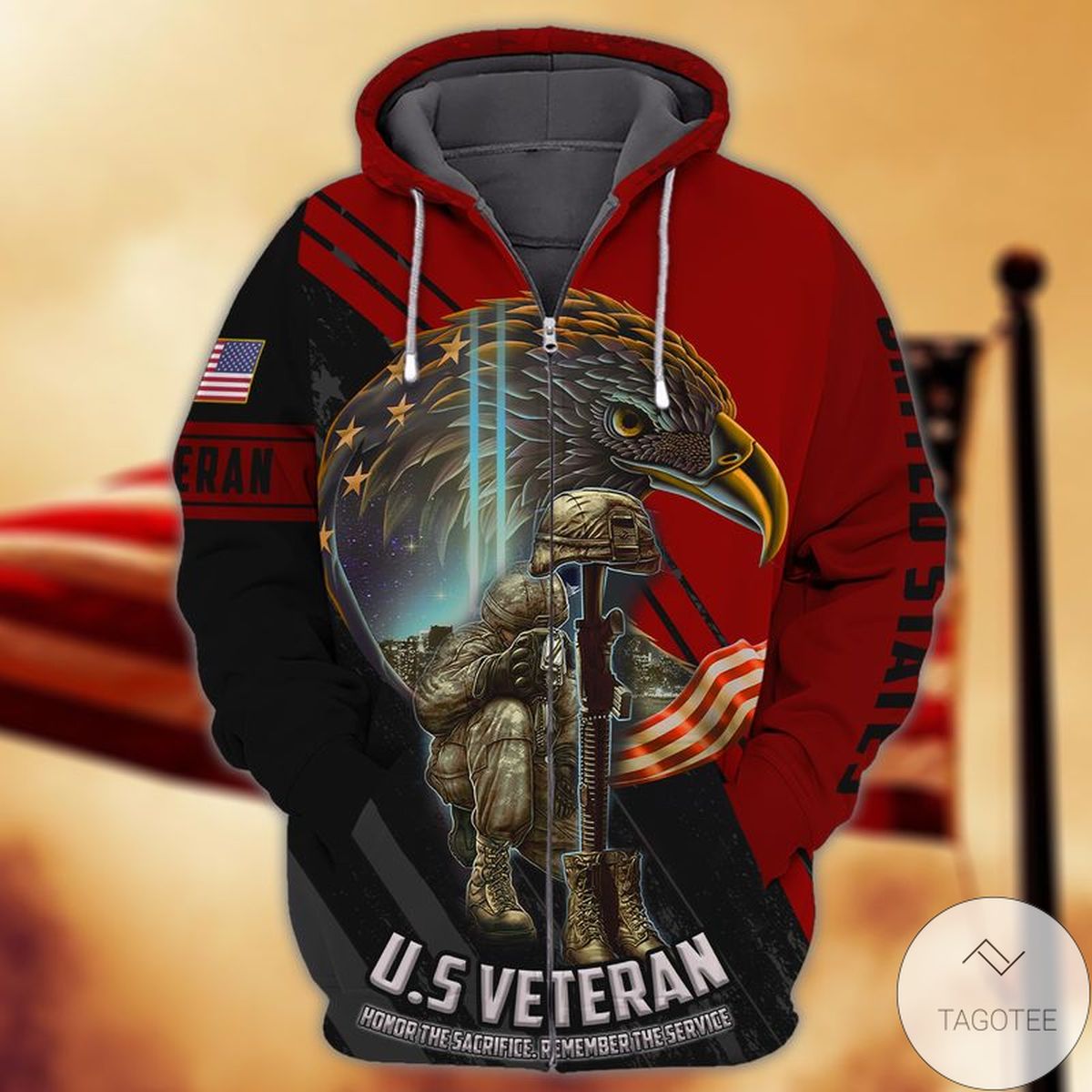 U.s Veteran Honor The Sacrifice Remember The Serve 3d Zip Hoodie