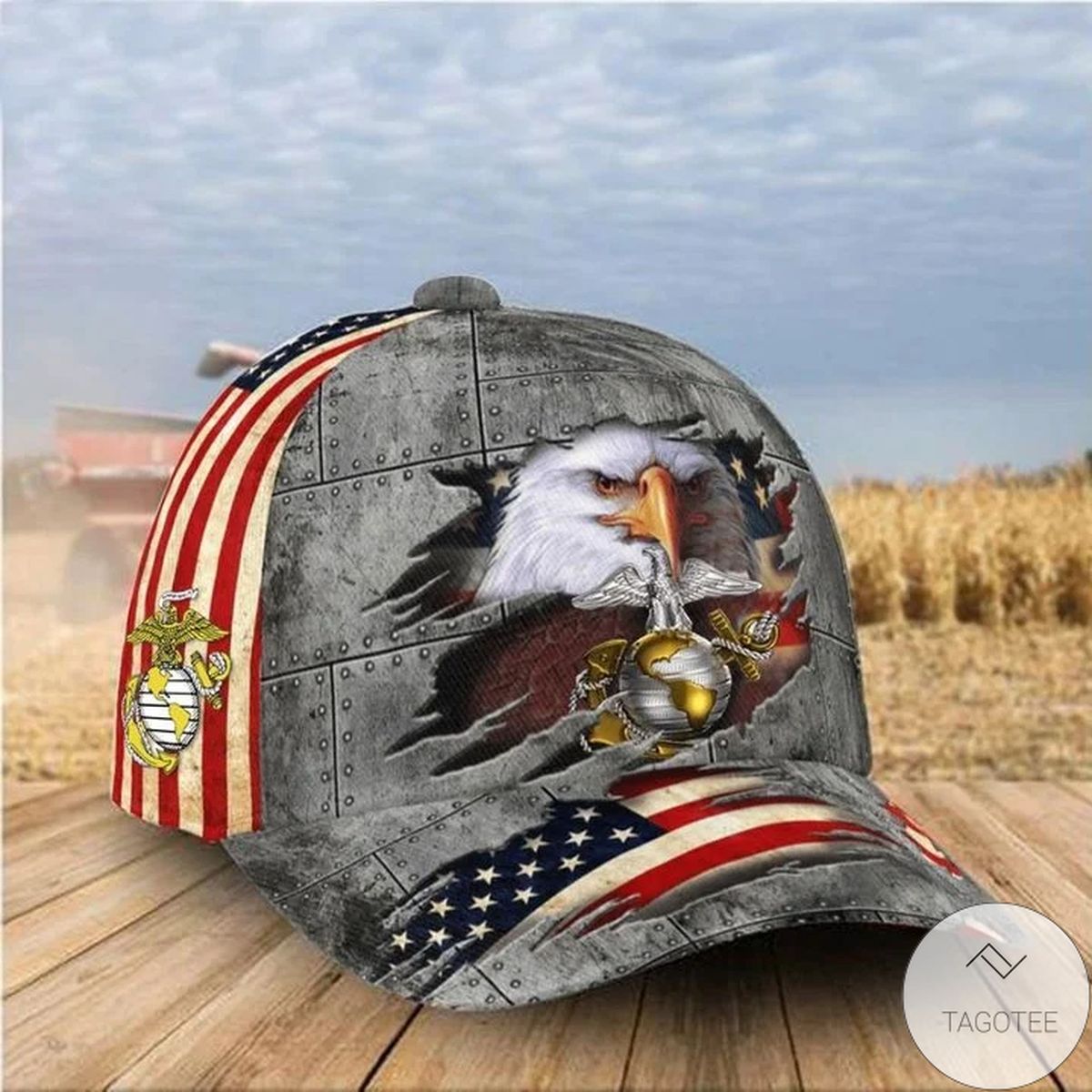 US Air Force Hat Eagle American Flag Patriotic Honoring USAF Air Force Ball Cap Merch