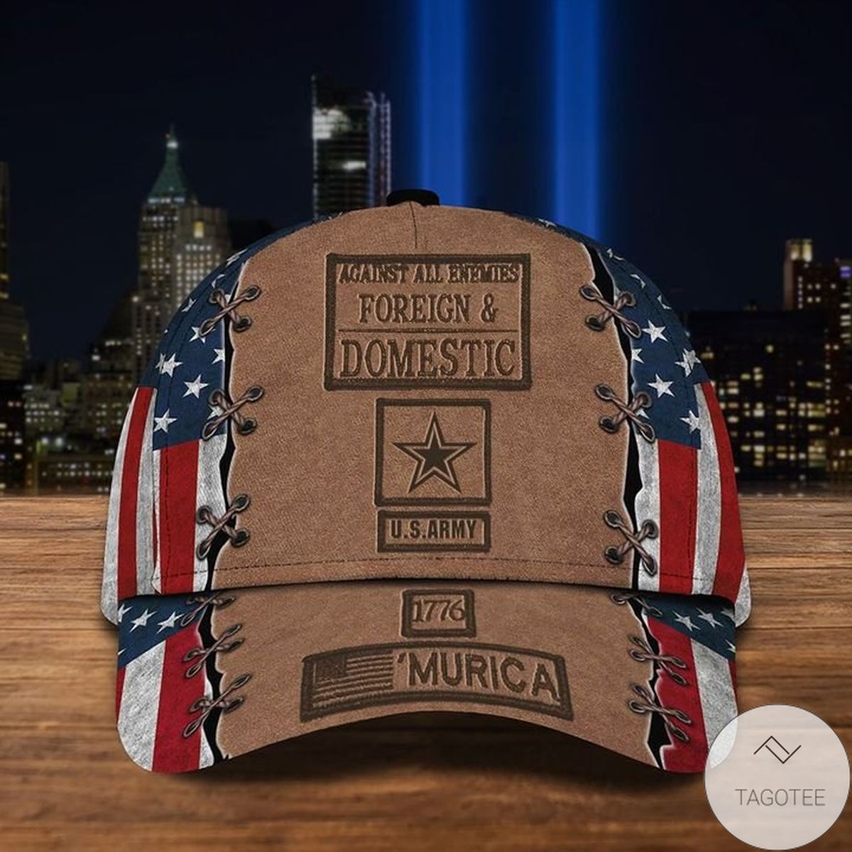 US Army Hat 1776 'Murica Against All Enemies Foreign & Domestic USA Flag Army Retirement Gift Cap