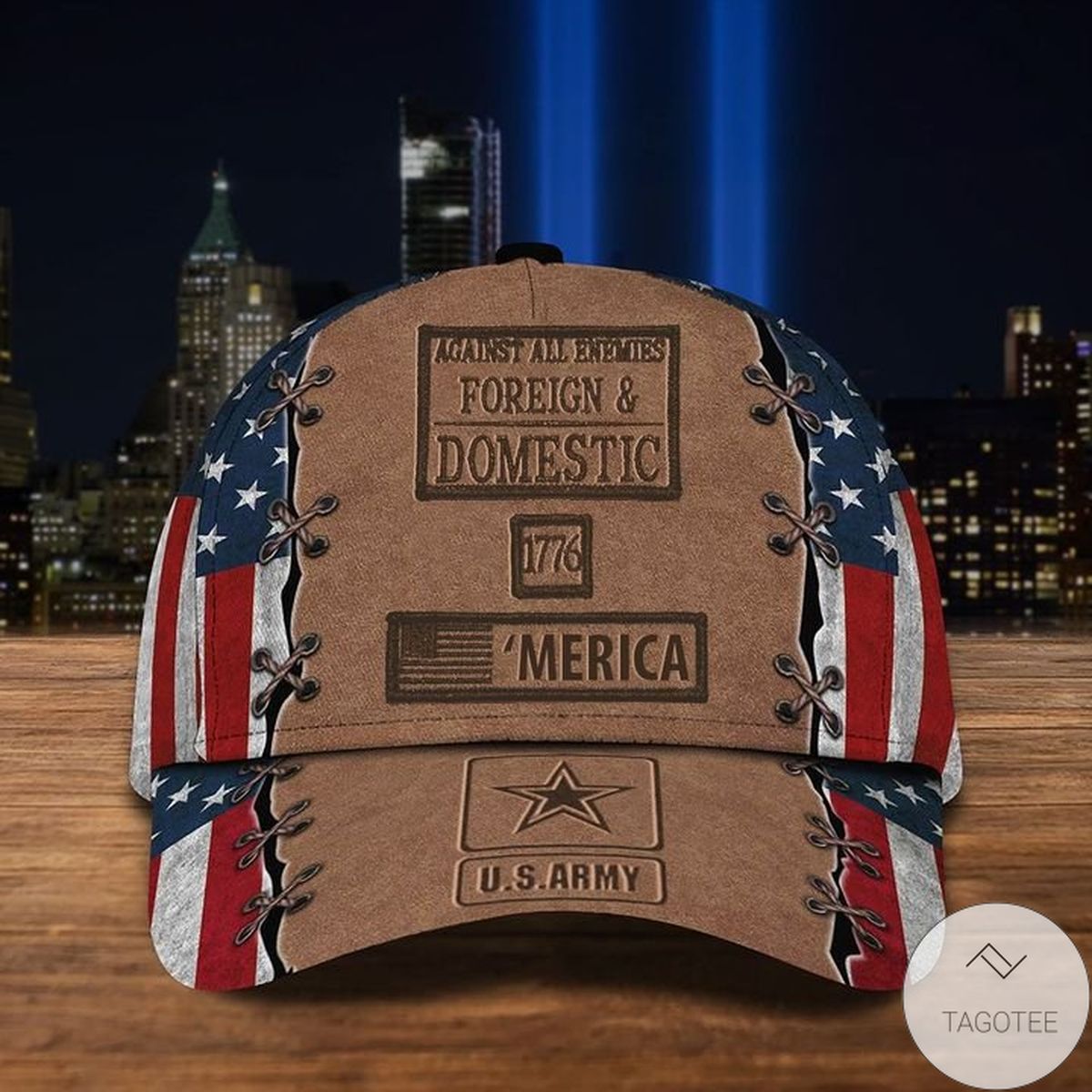 US Army Hat Patriotic 1776 'Merica Against All Enemies Foreign & Domestic Army Veterans Gift