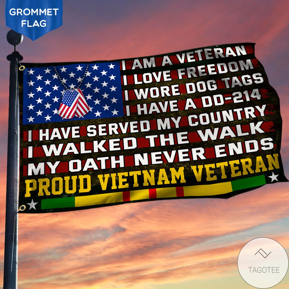 Vietnam Veteran Grommet I Walked The Walk Flag