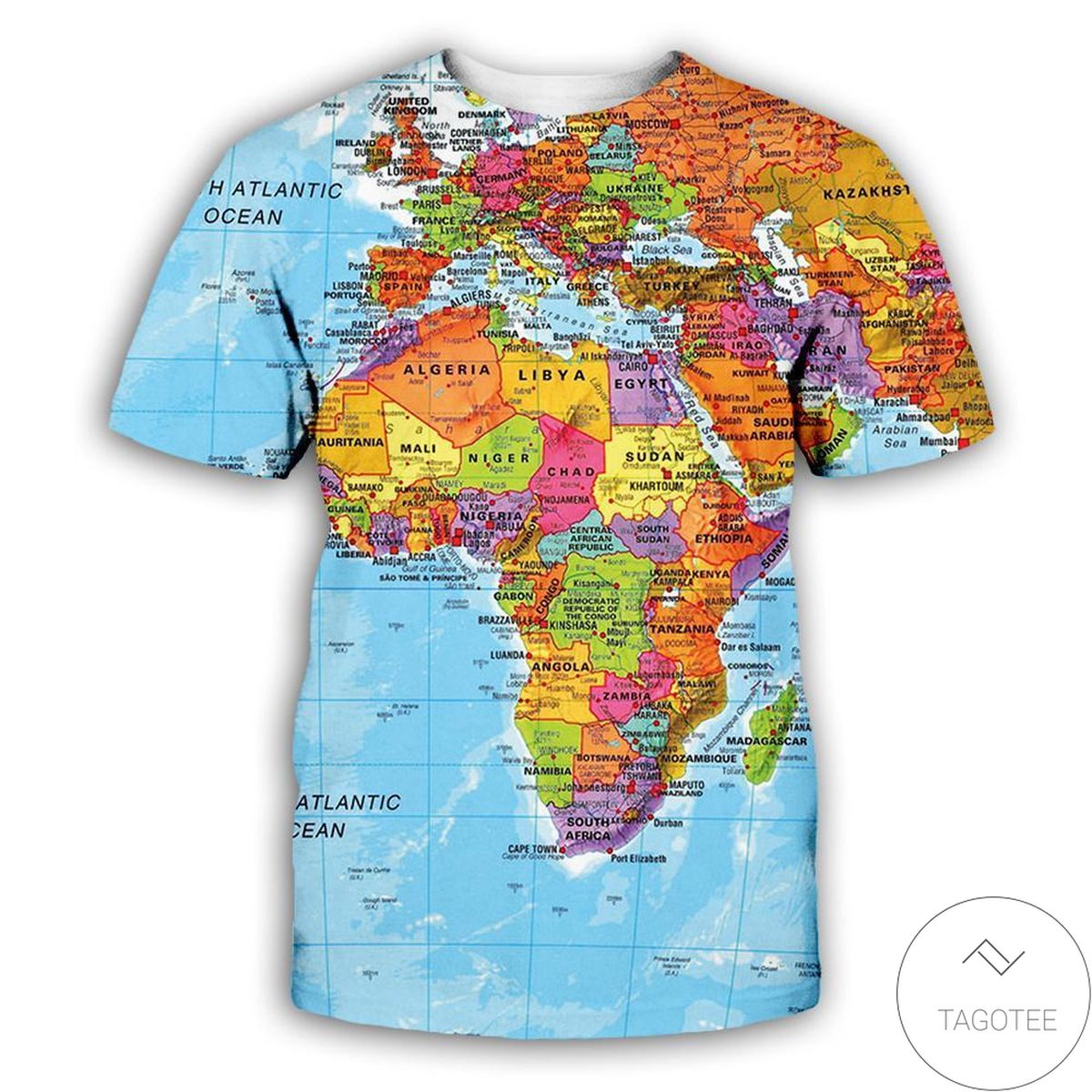 World Map 3d Graphic Printed Short Sleeve Shirt