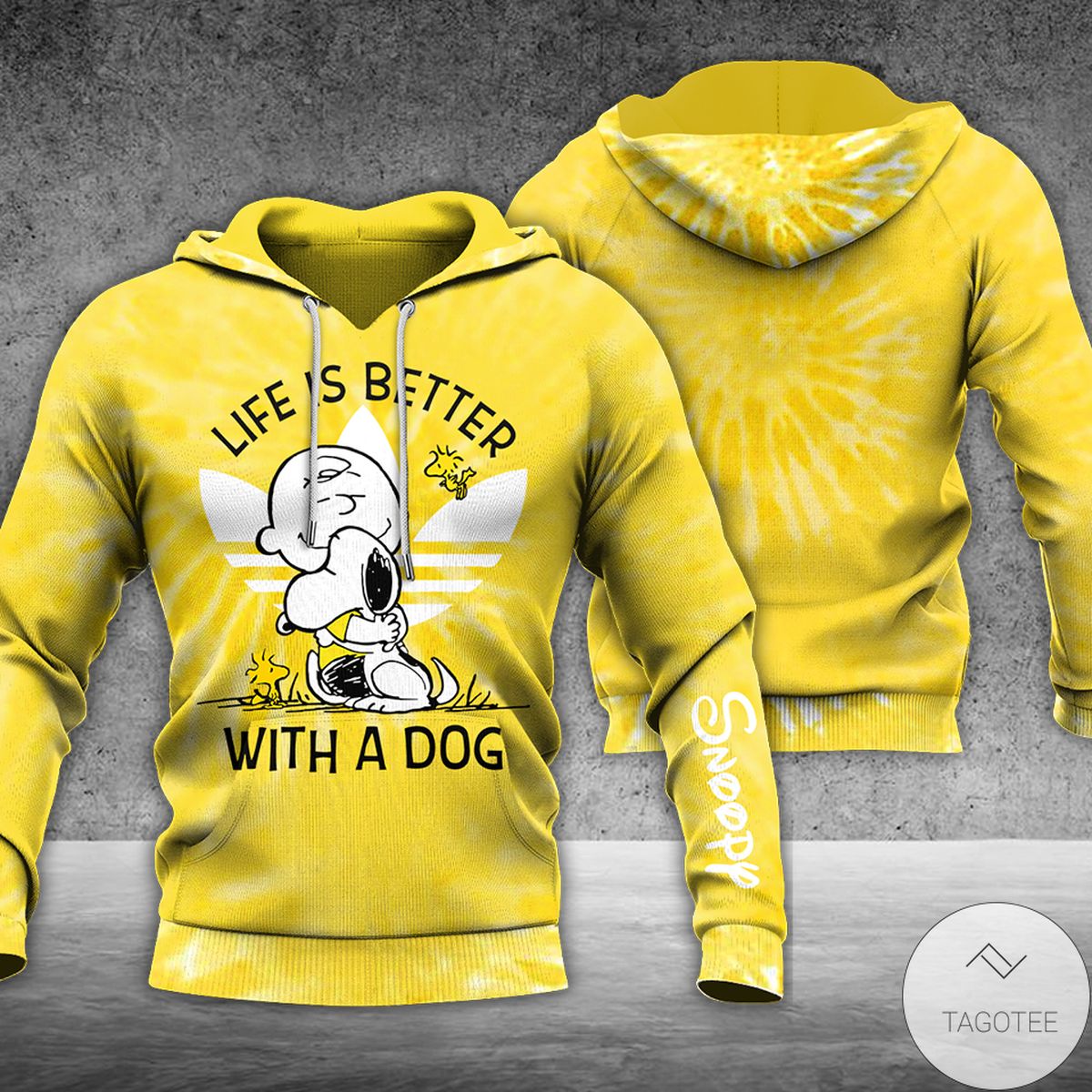 Yellow Tie Dye Life's Better With A Dog Snoopy 3d Hoodie