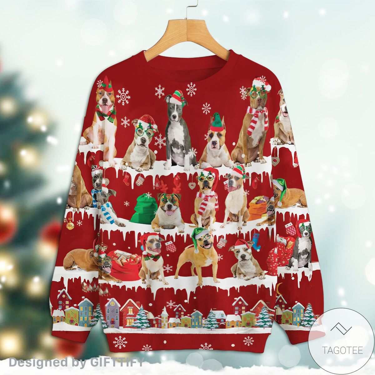 American Staffordshire Terrier Snow Christmas Premium Sweatshirt