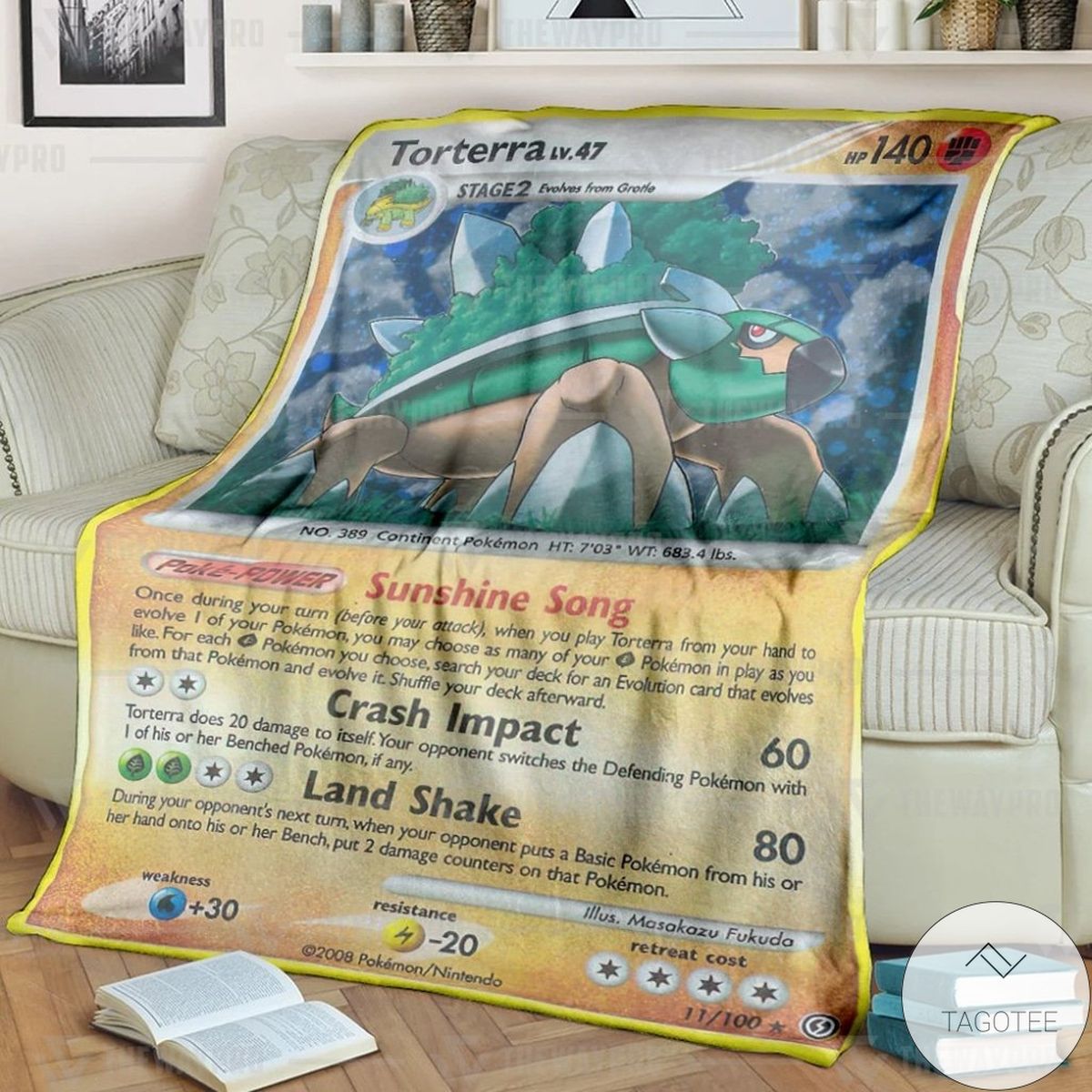Anime Pokemon Torterra LV.47 Custom Blanket