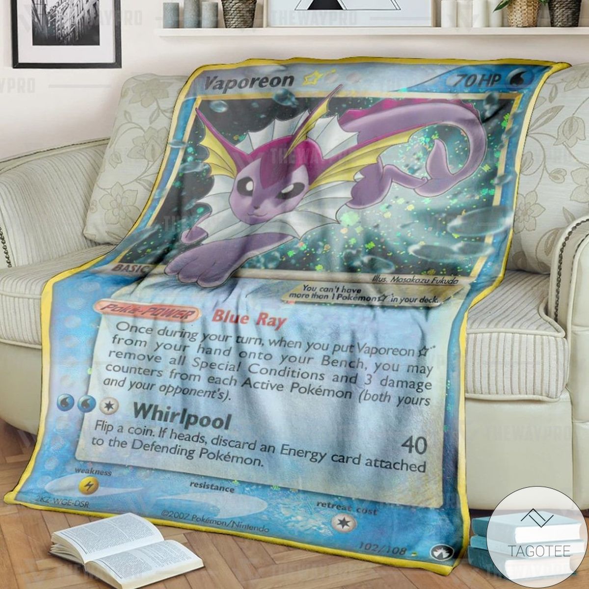 Anime Pokemon Vaporeon Gold Star Custom Blanket