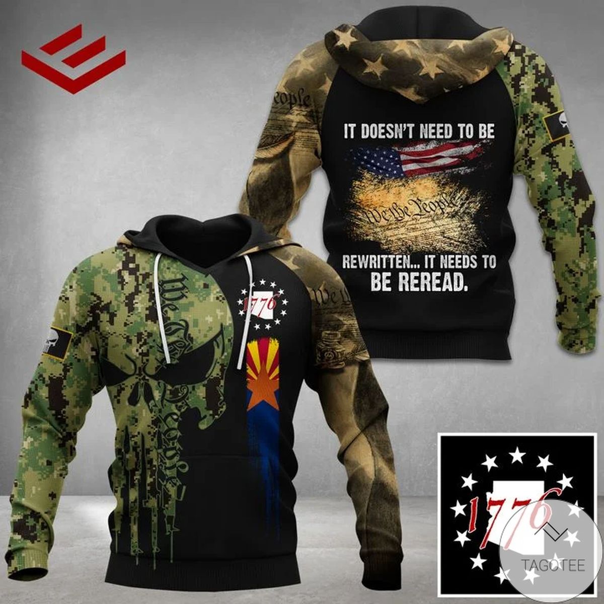 Arizona Patriots Camo 1776 It Doesn't Need To Be Rewritten It Needs To Be Reread Hoodie