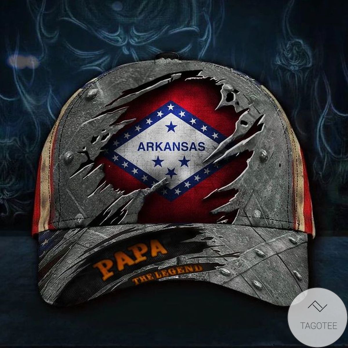 Arkansas Papa The Legend 3D Hat Vintage USA Flag Cap Unique Grandfather Gifts For Fathers Day