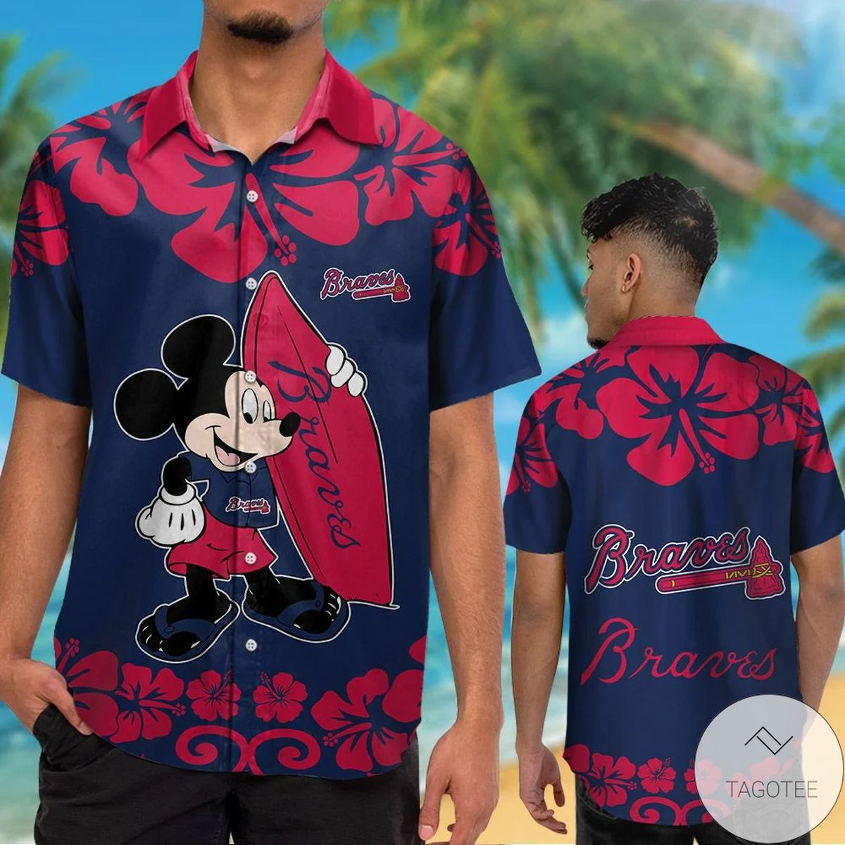 Atlanta Braves Mickey Mouse Hawaiian Shirt