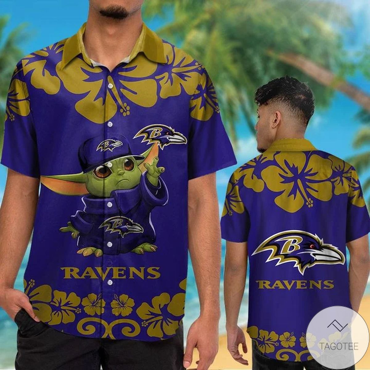 Baltimore Ravens Baby Yoda Hawaiian Shirt