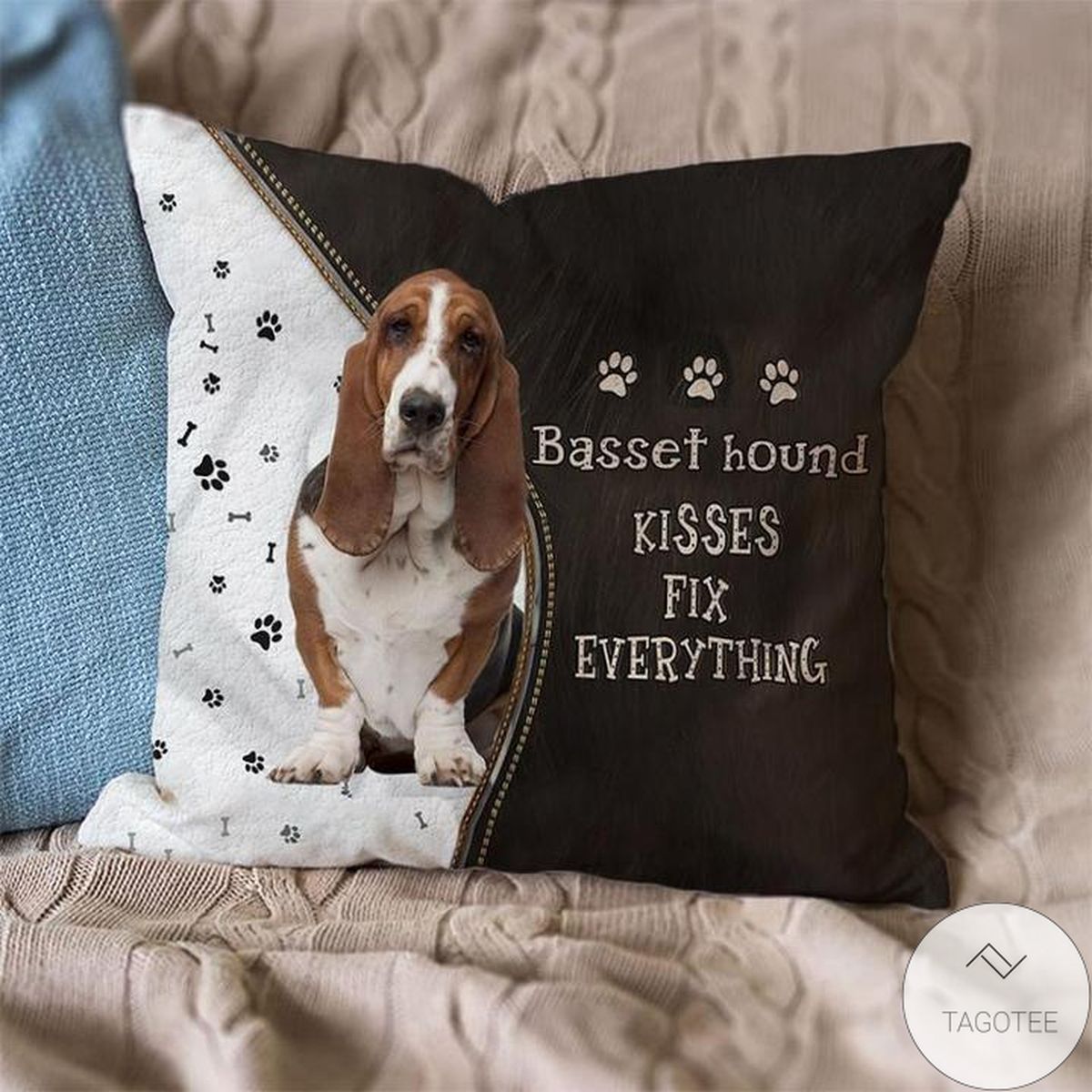 Basset Hound Kisses Fix Everything Pillowcase