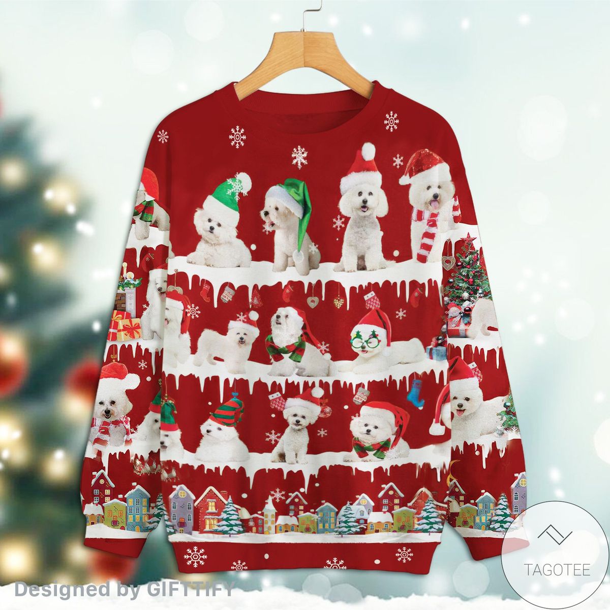 Bichon Frise Snow Christmas Premium Sweatshirt