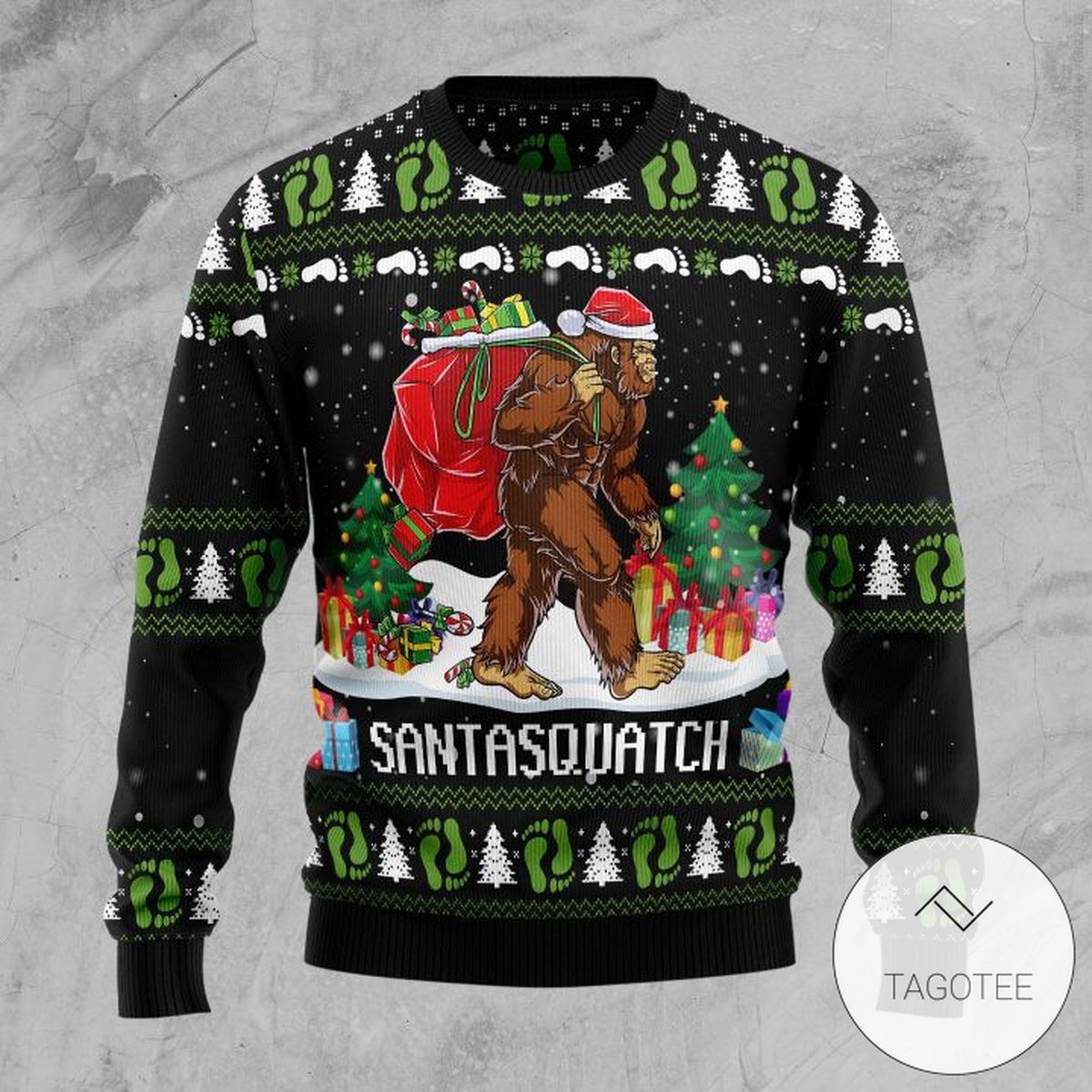 Bigfoot Santasquatch Sweatshirt Knitted Ugly Christmas Sweater