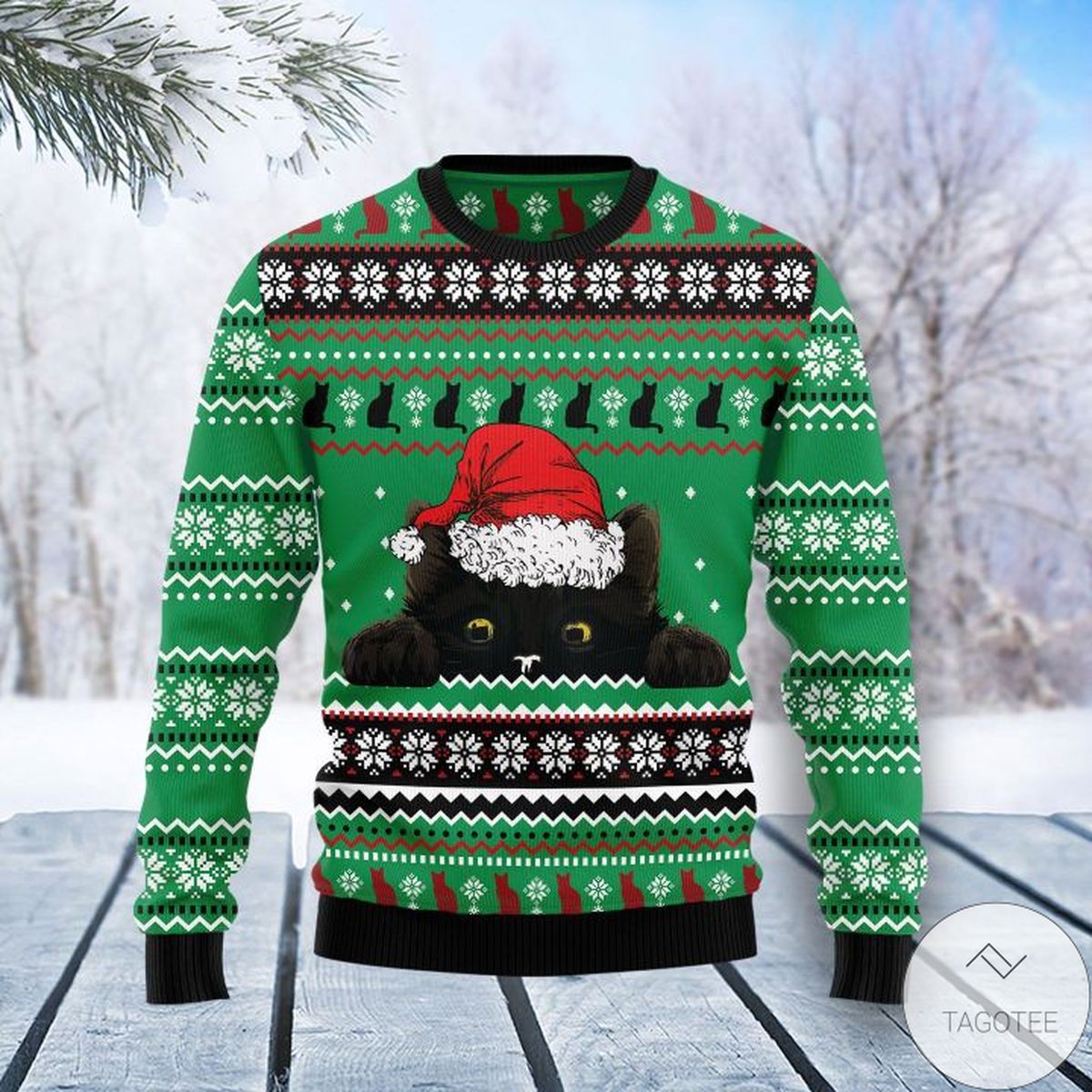 Black Cat Hide Ugly Christmas Sweater