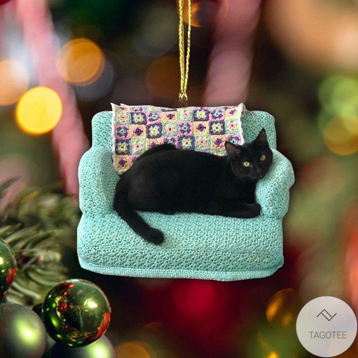 Black Cat On The Couch Shaped Ornament