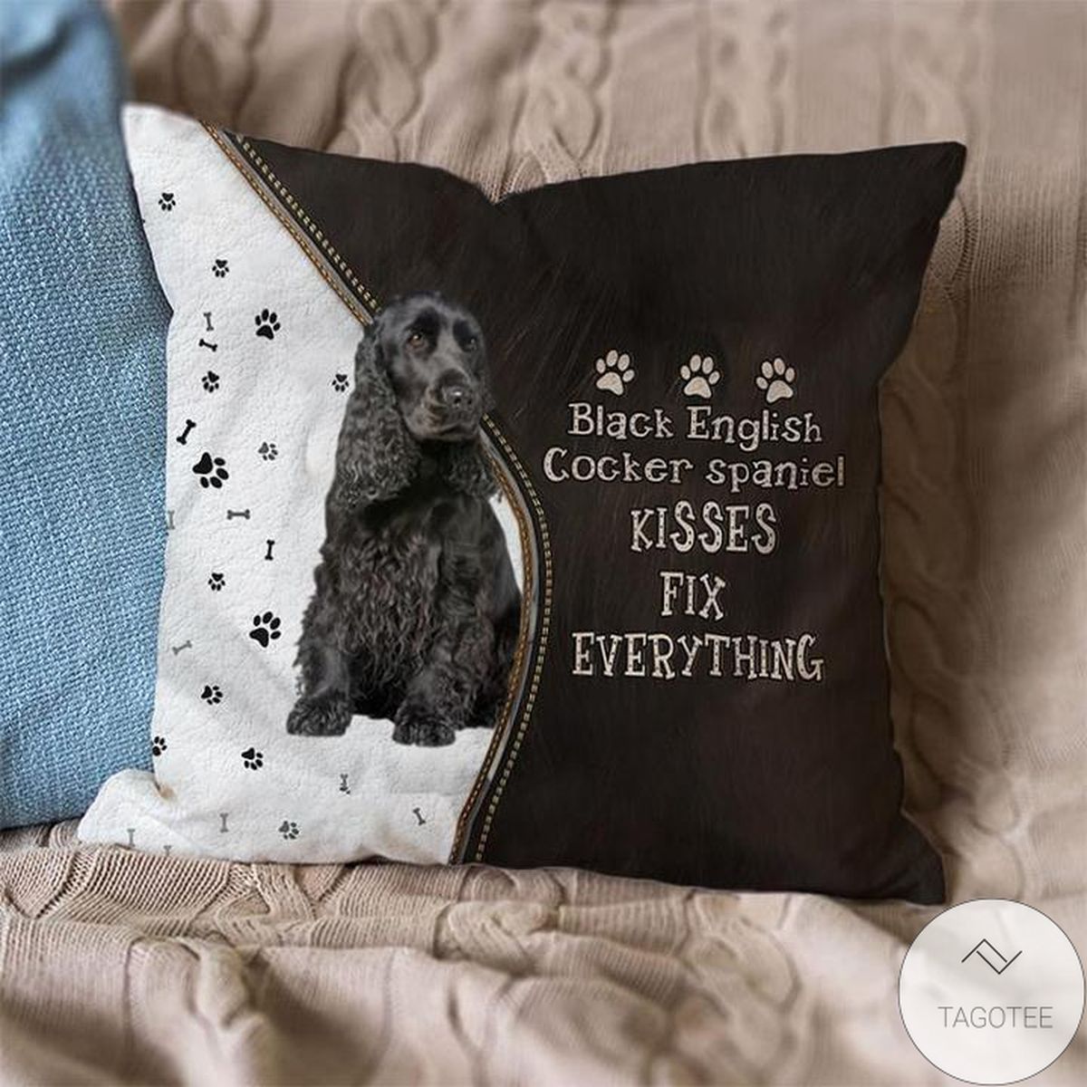 Black English Cocker Spaniel Kisses Fix Everything Pillowcase
