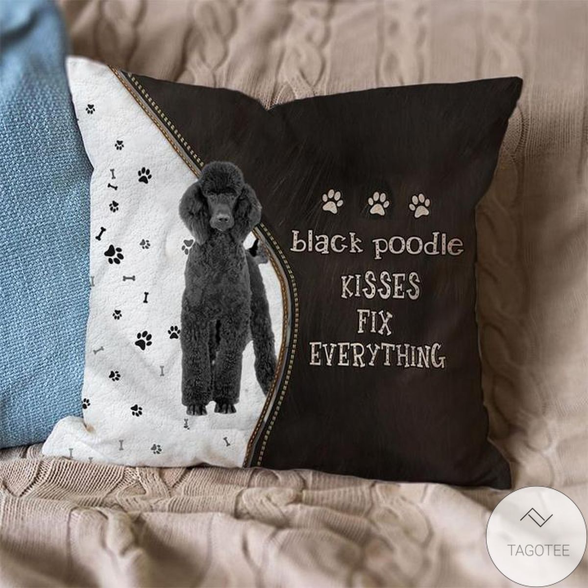 Black Poodle Kisses Fix Everything Pillowcase