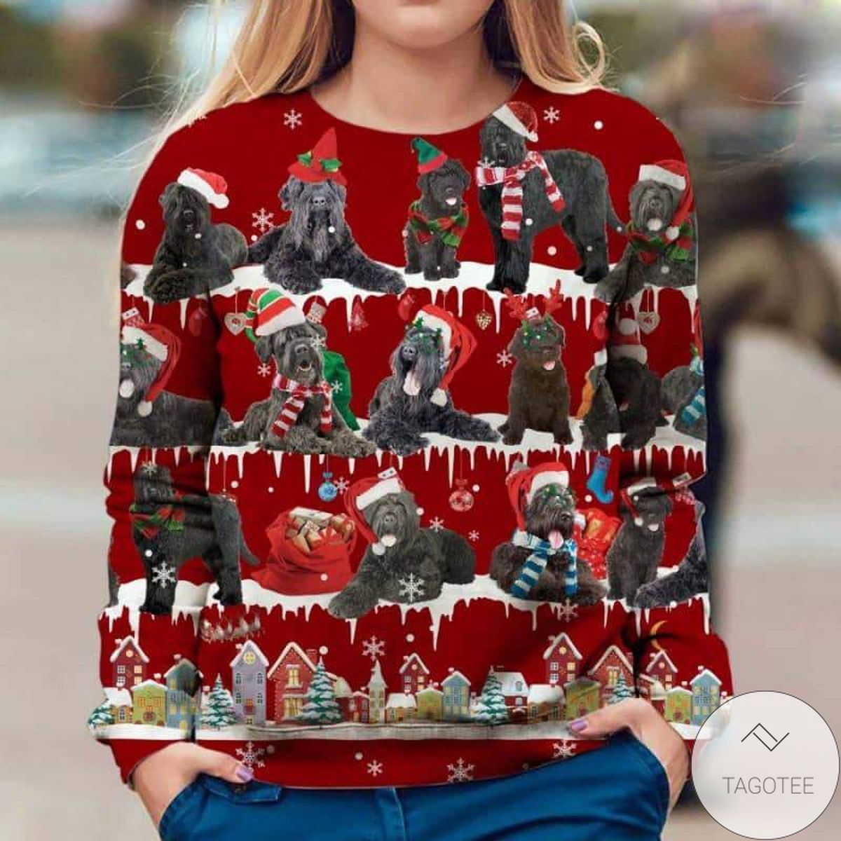 Black Russian Terrier Snow Christmas Red Sweatshirt