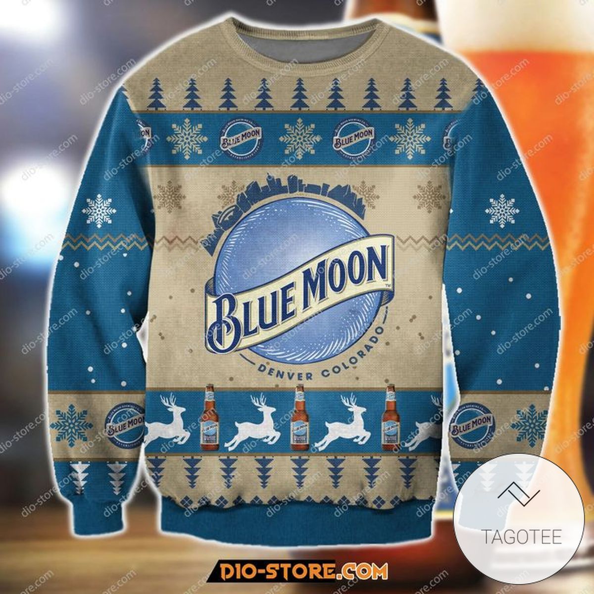 Blue moon knitting pattern 3d print ugly christmas sweater