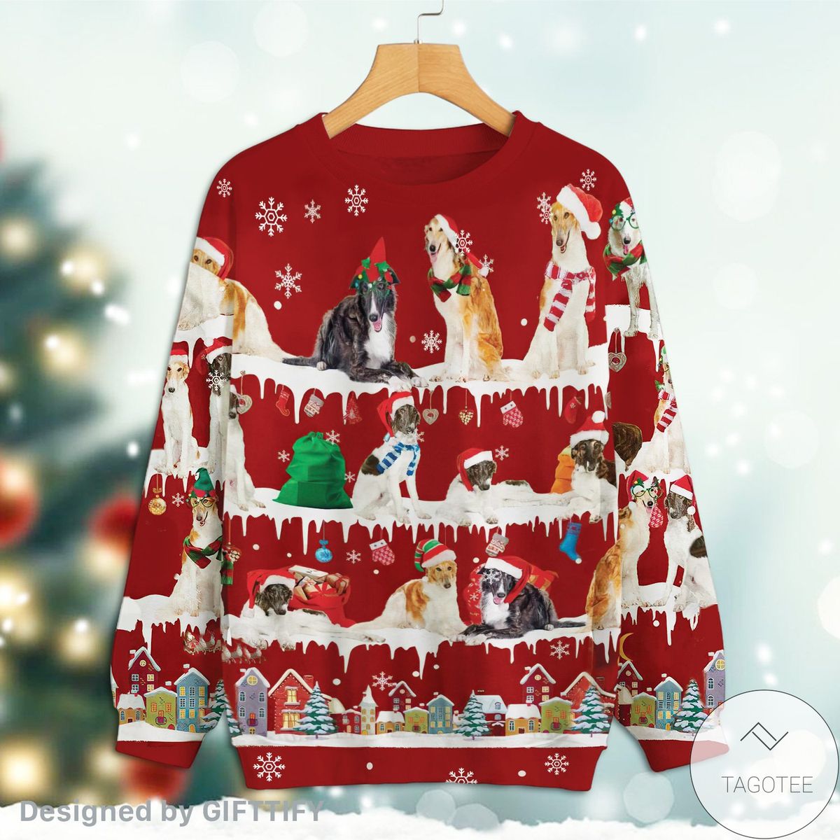 Borzoi Snow Christmas Premium Sweatshirt