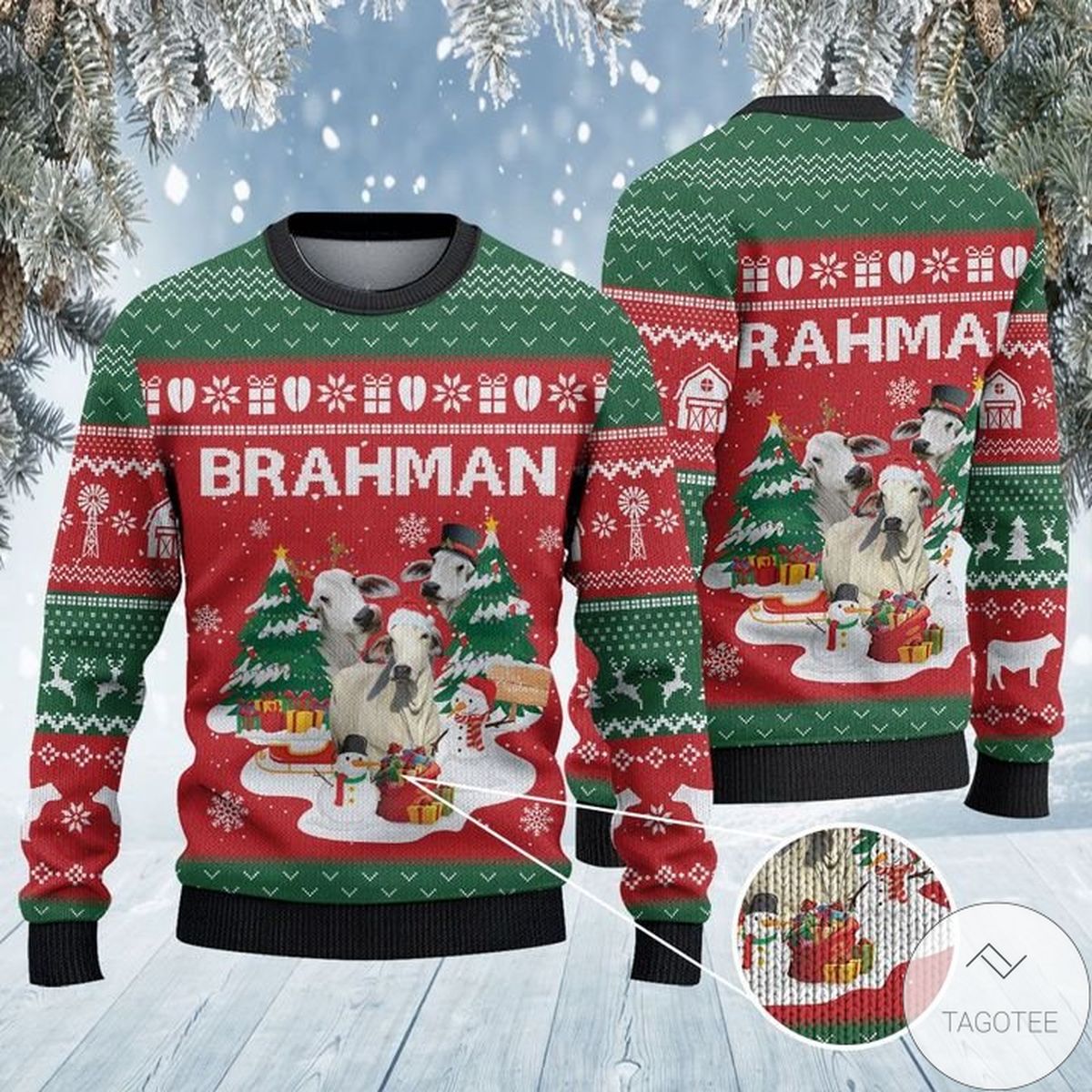 Brahman Cattle Lovers Christmas Tree Ugly Christmas Sweater