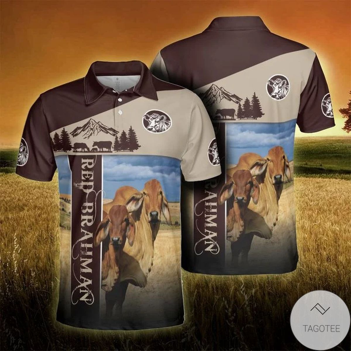 Brahman Cattle Lovers Proud Farmer Brown Polo Shirt