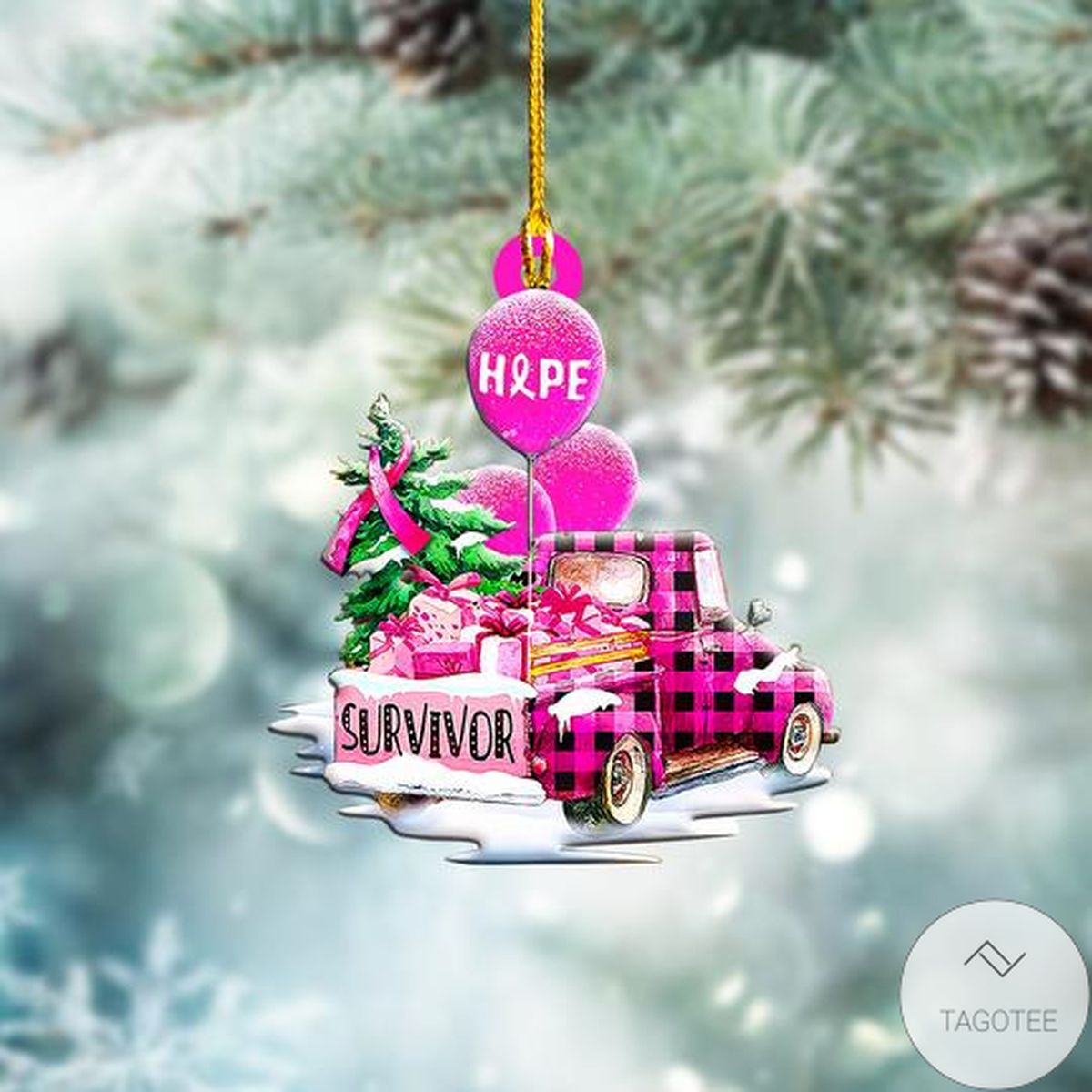 Breast Cancer Awareness Christmas Ornament