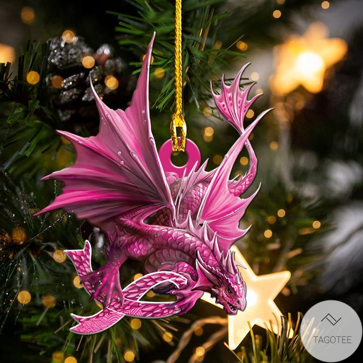 Breast Cancer Awareness Dragon Ornament