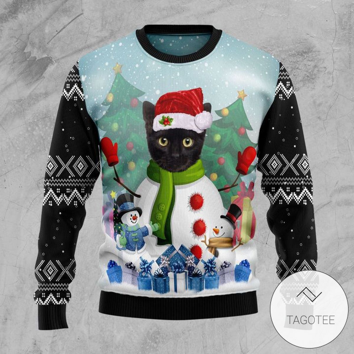 Cat Snowman Sweatshirt Knitted Ugly Christmas Sweater