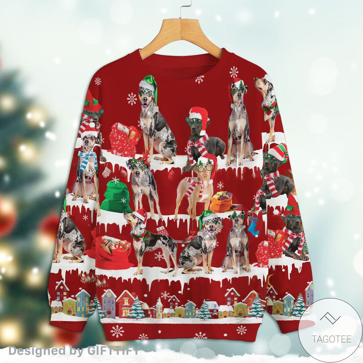 Catahoula Leopard Snow Christmas Premium Sweatshirt