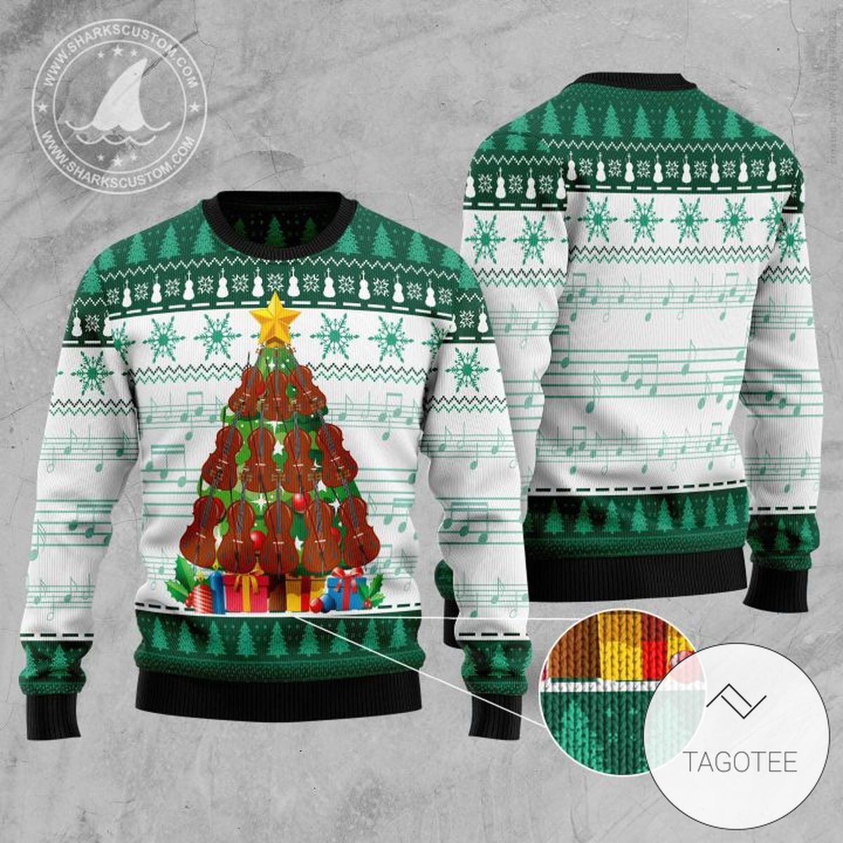 Cello Pine Tree For Unisex Sweatshirt Knitted Ugly Christmas Sweater
